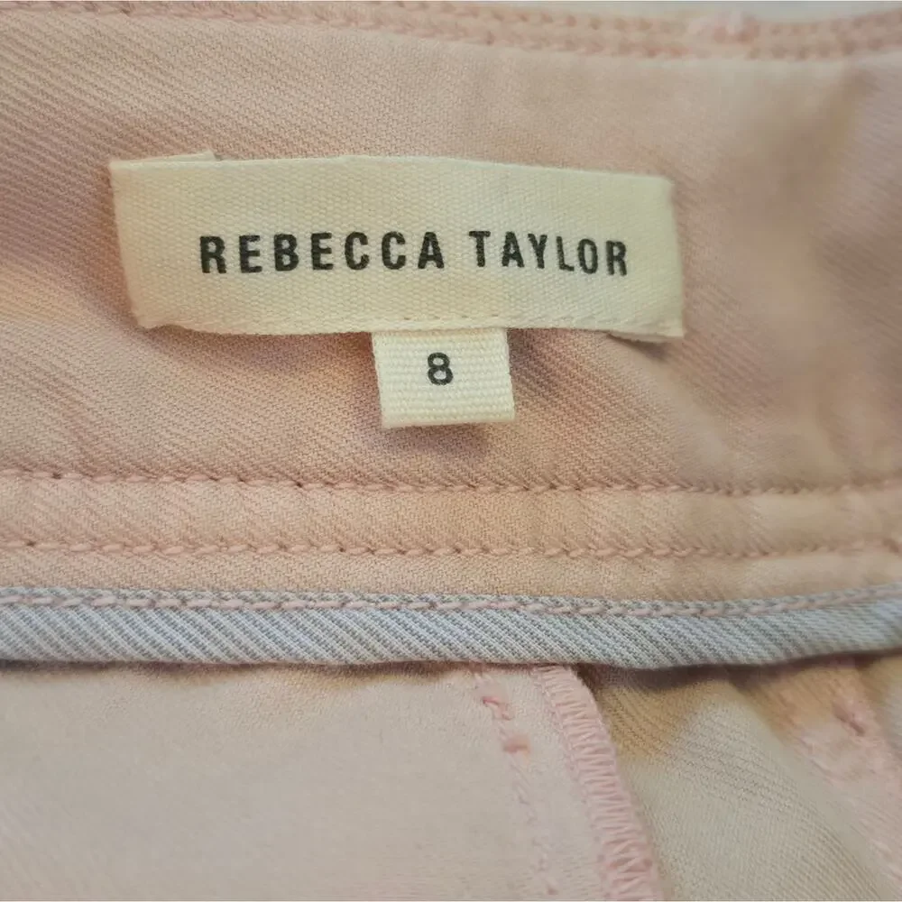 Rebecca Taylor pale Pink Silk Blend Super Soft Belted Pleated Skirt Size 8‎